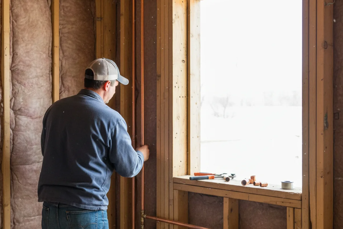 Licensed plumber running new copper supply lines in a Tuskegee Institute home