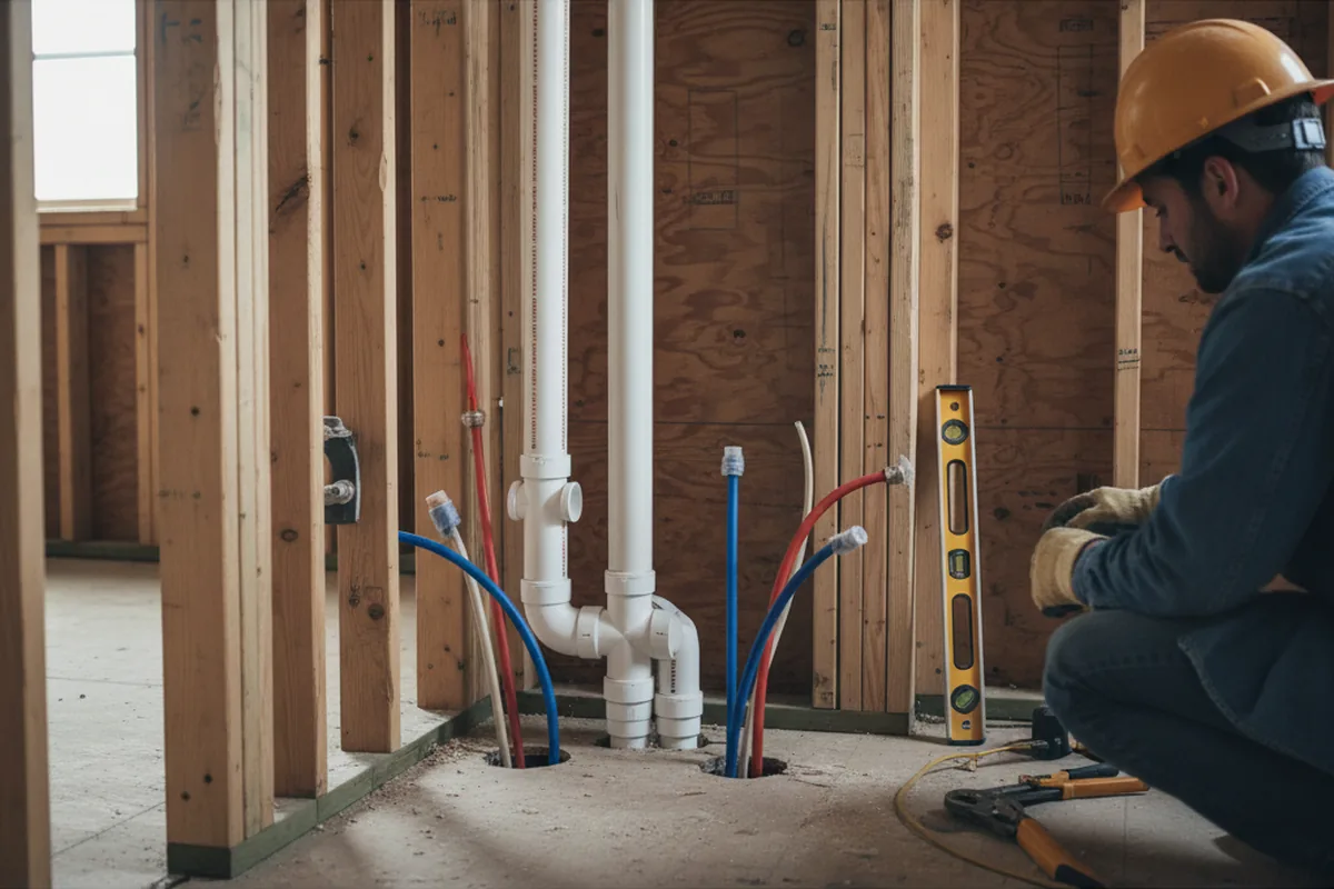 Drain and supply rough-in during Toilet Repair and Installation in Tuskegee Institute
