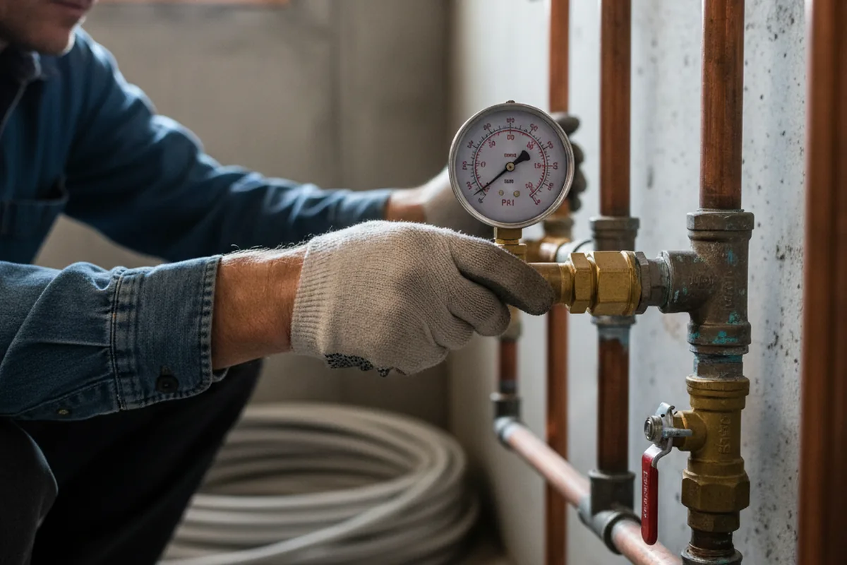 Pressure testing a repaired line during Water Line Repair in Tuskegee Institute