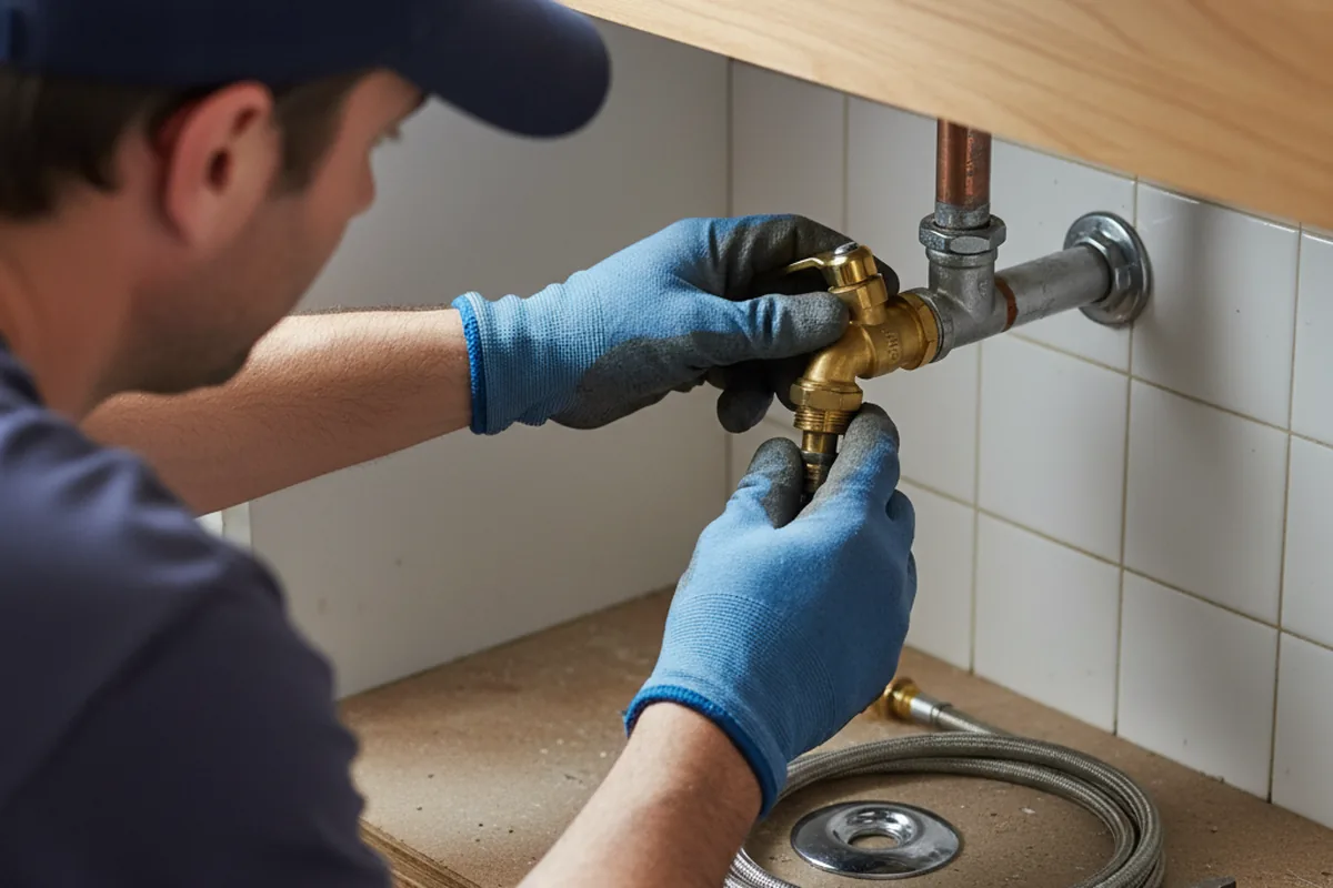 Shutoff valve and fitting work during Faucet and Fixture Repair in Tuskegee Institute